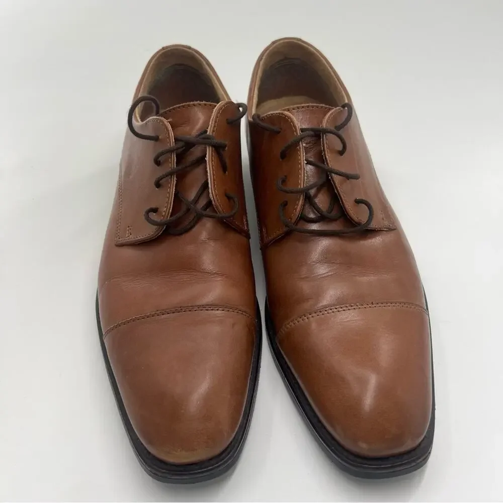 Vero Cuoio Men’s Tan Brown Leather Loathers Round Toe Lace Up Shoes Oxford